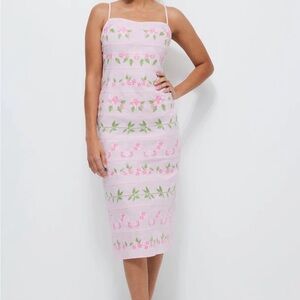 NWT Fanm Mon Nuray pink embroidered slip dress, size S